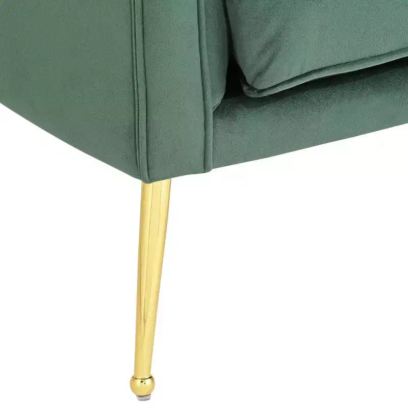 Fauteuil d'appoint capitonné vert velours et doré