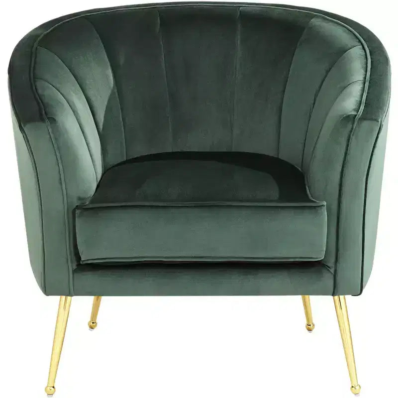 Fauteuil d'appoint capitonné vert velours et doré