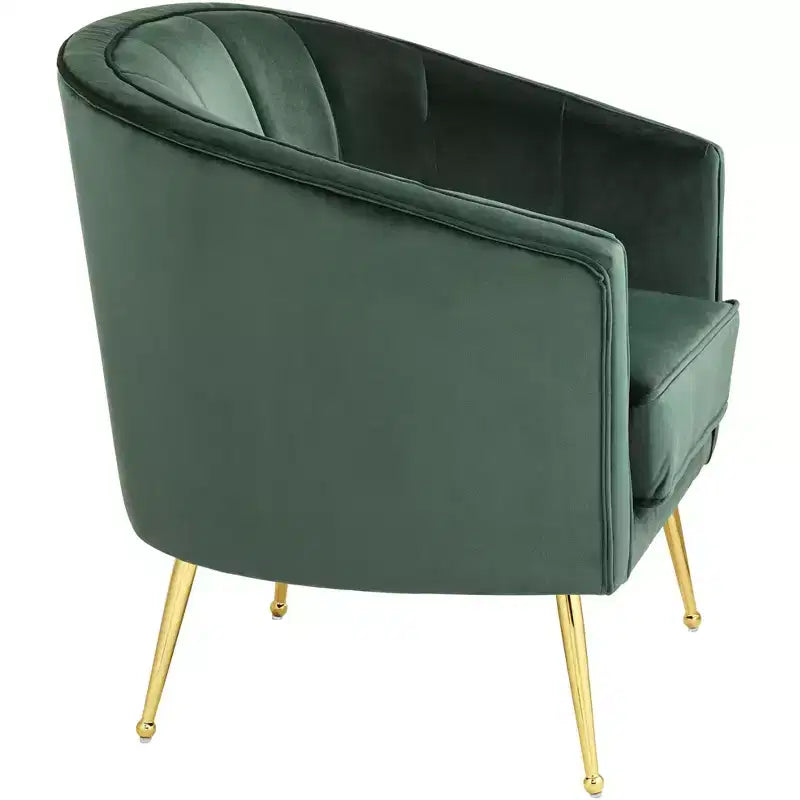 Fauteuil d'appoint capitonné vert velours et doré