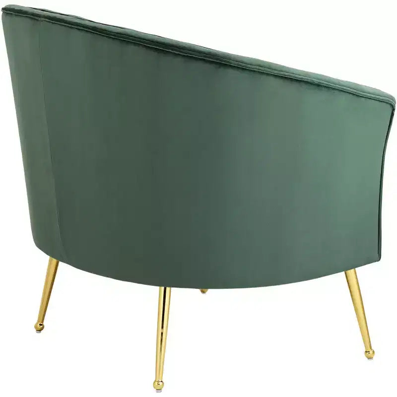 Fauteuil d'appoint capitonné vert velours et doré